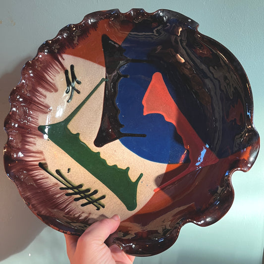 Vintage Large Abstract Fruit Bowl