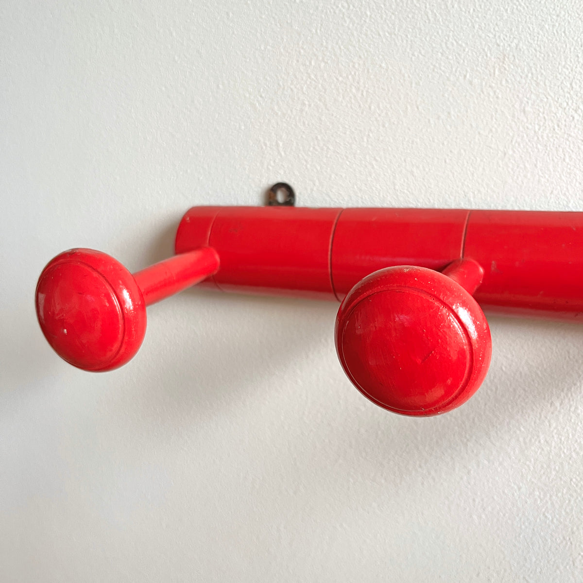 Vintage French Red Faux Bamboo Coat Rack