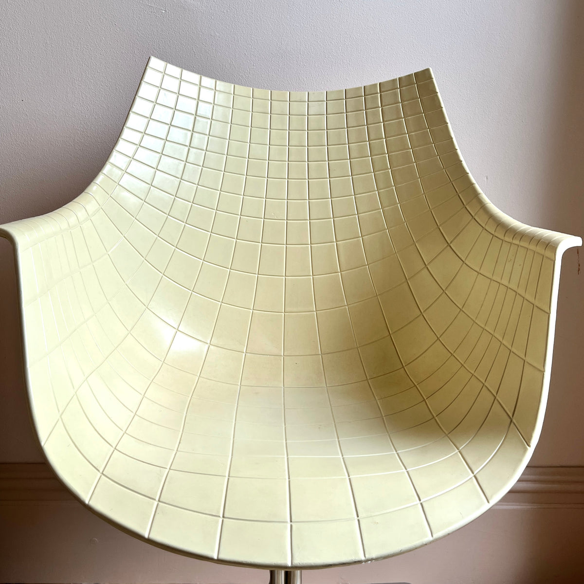 White Sculptural Chair with Chrome Base