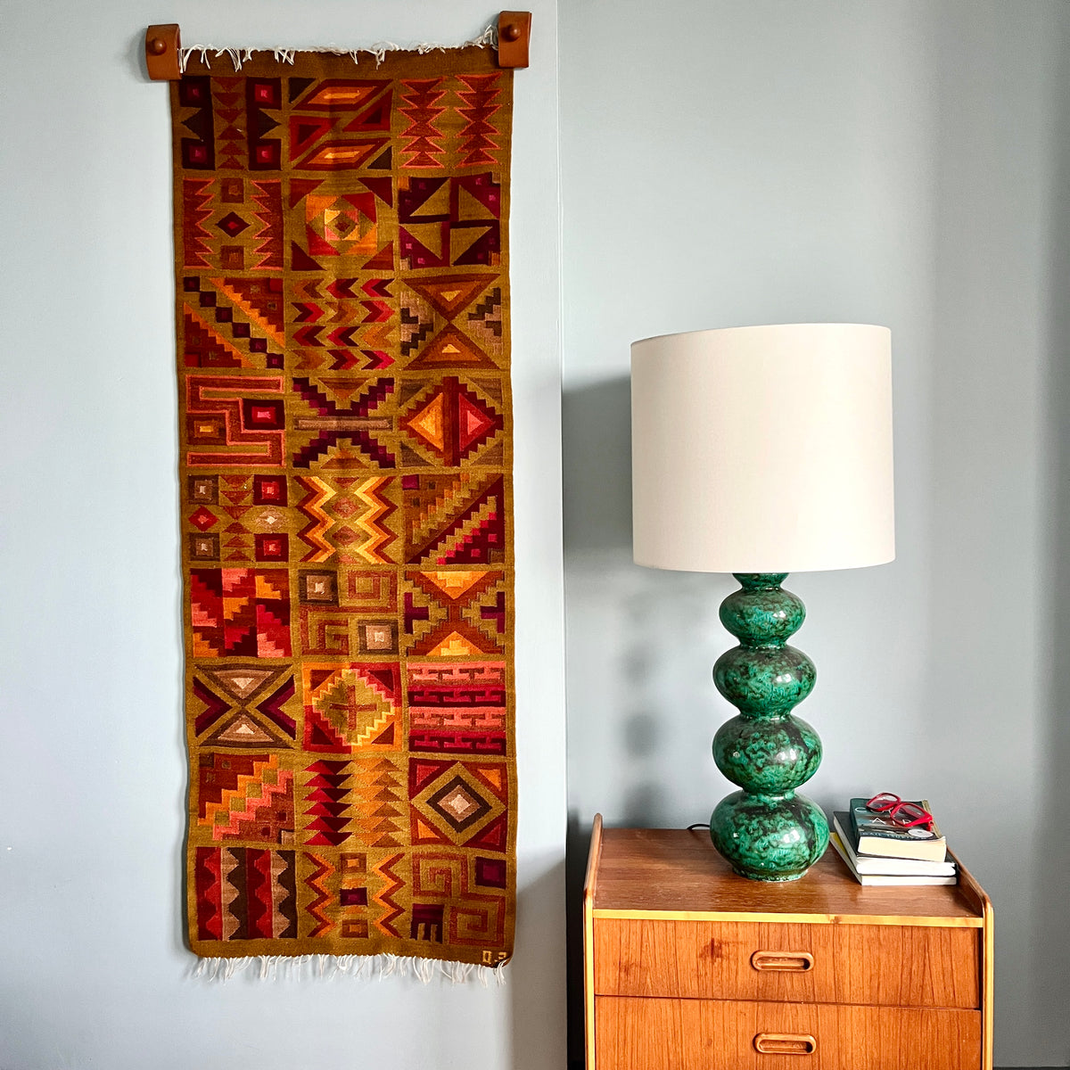 Vintage Peruvian Geometric Woven Wall Hanging