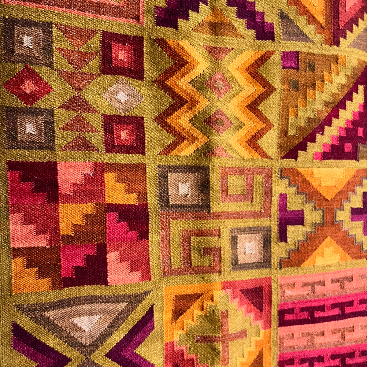 Vintage Peruvian Geometric Woven Wall Hanging