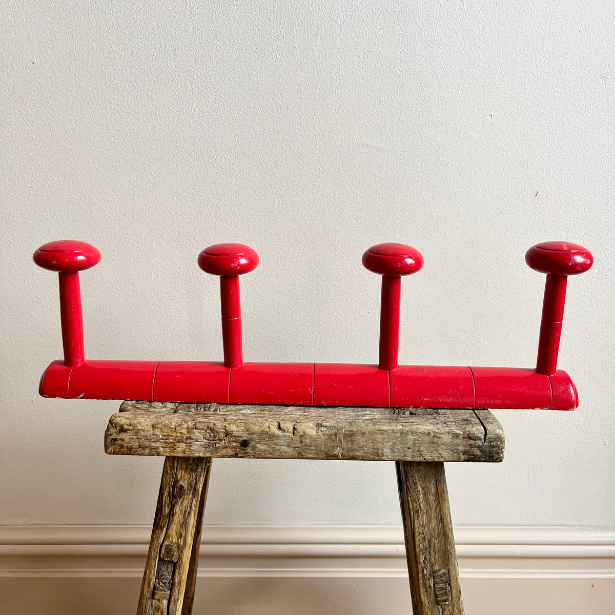 Vintage French Red Faux Bamboo Coat Rack