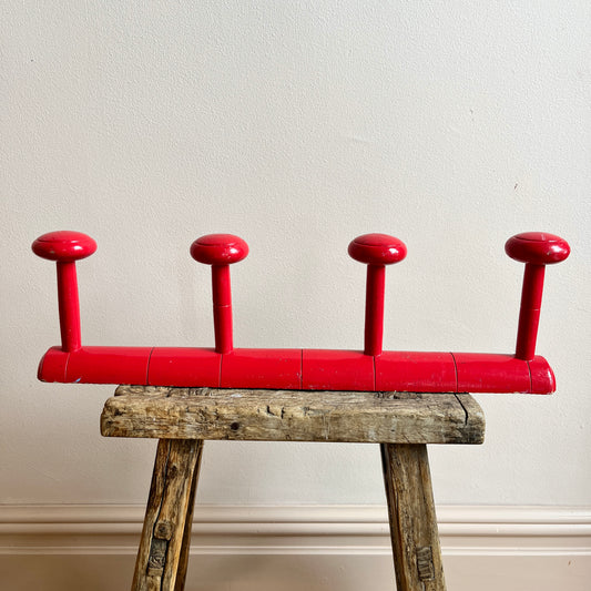 Vintage French Red Faux Bamboo Coat Rack