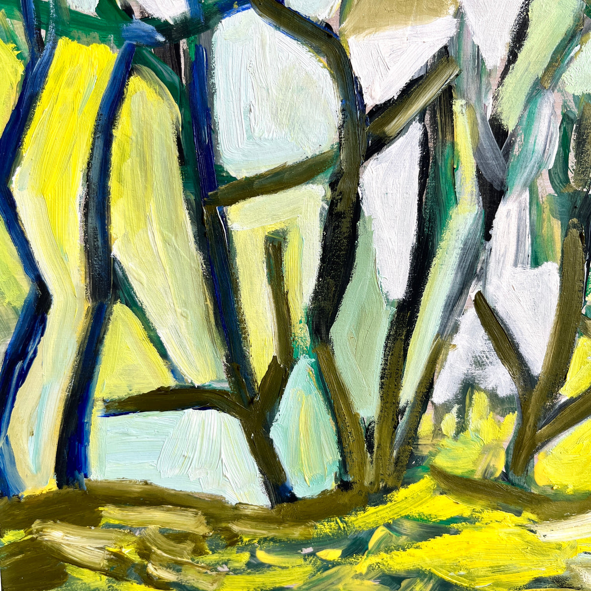 Abstract Forest Oil Painting in Green