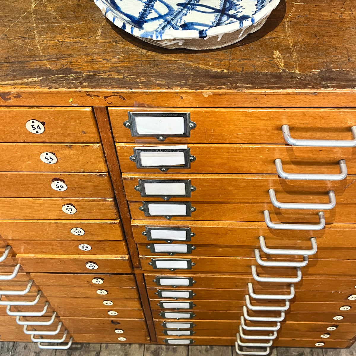 Vintage Mid-Century Wooden 28- Drawer Plan Chest