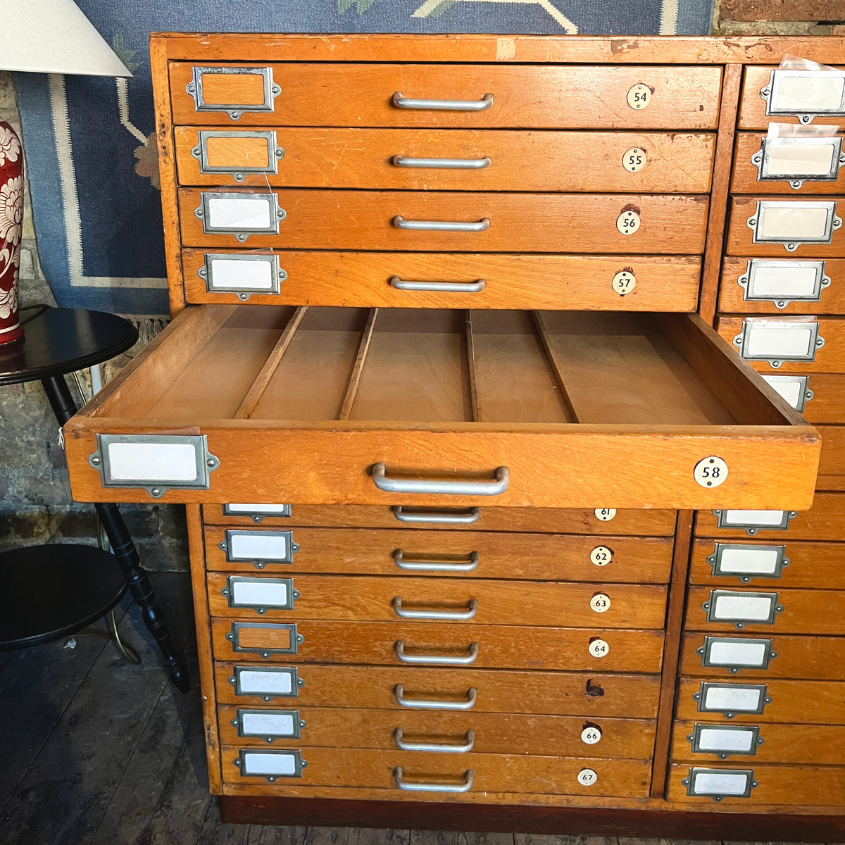 Vintage Mid-Century Wooden 28- Drawer Plan Chest