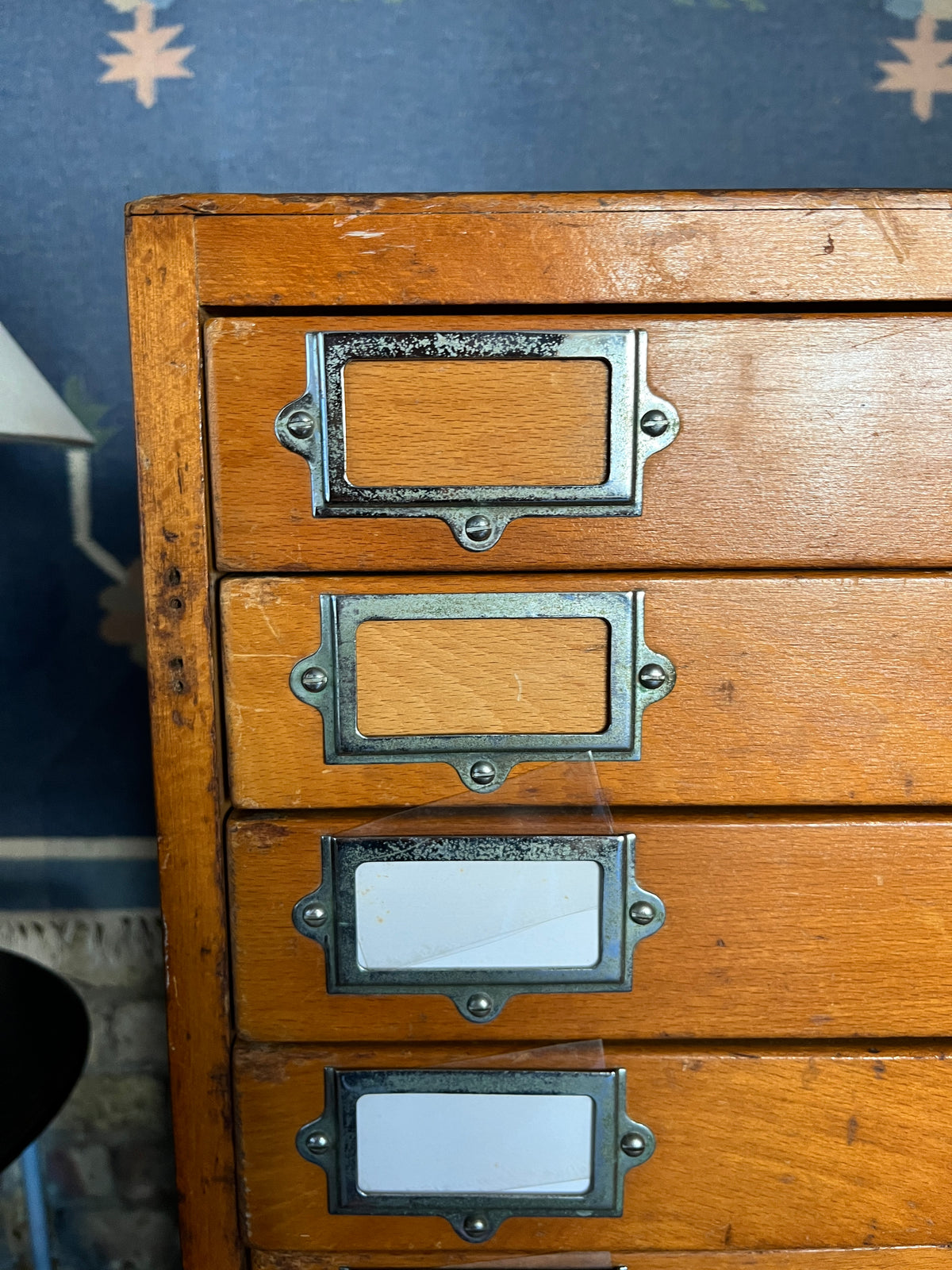 Vintage Mid-Century Wooden 28- Drawer Plan Chest