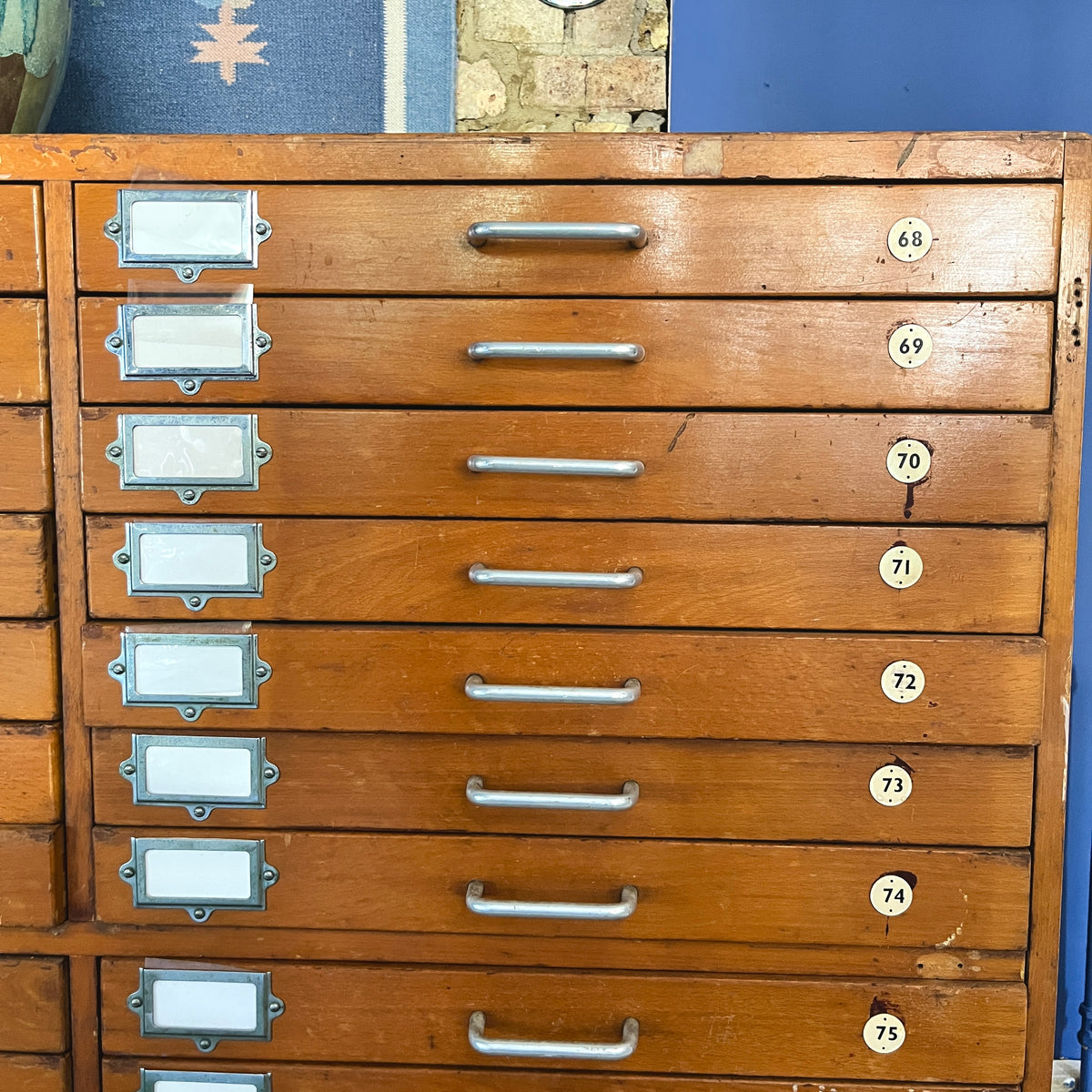 Vintage Mid-Century Wooden 28- Drawer Plan Chest