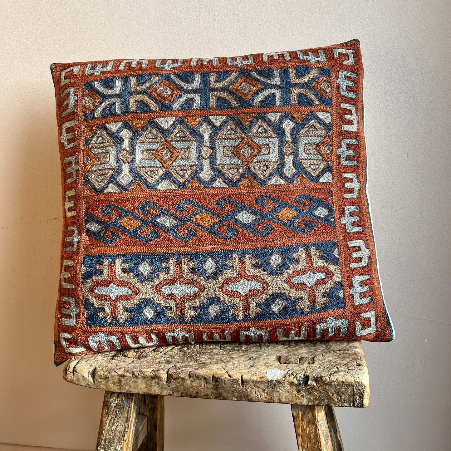 Crewel Embroidered Cushion Cover