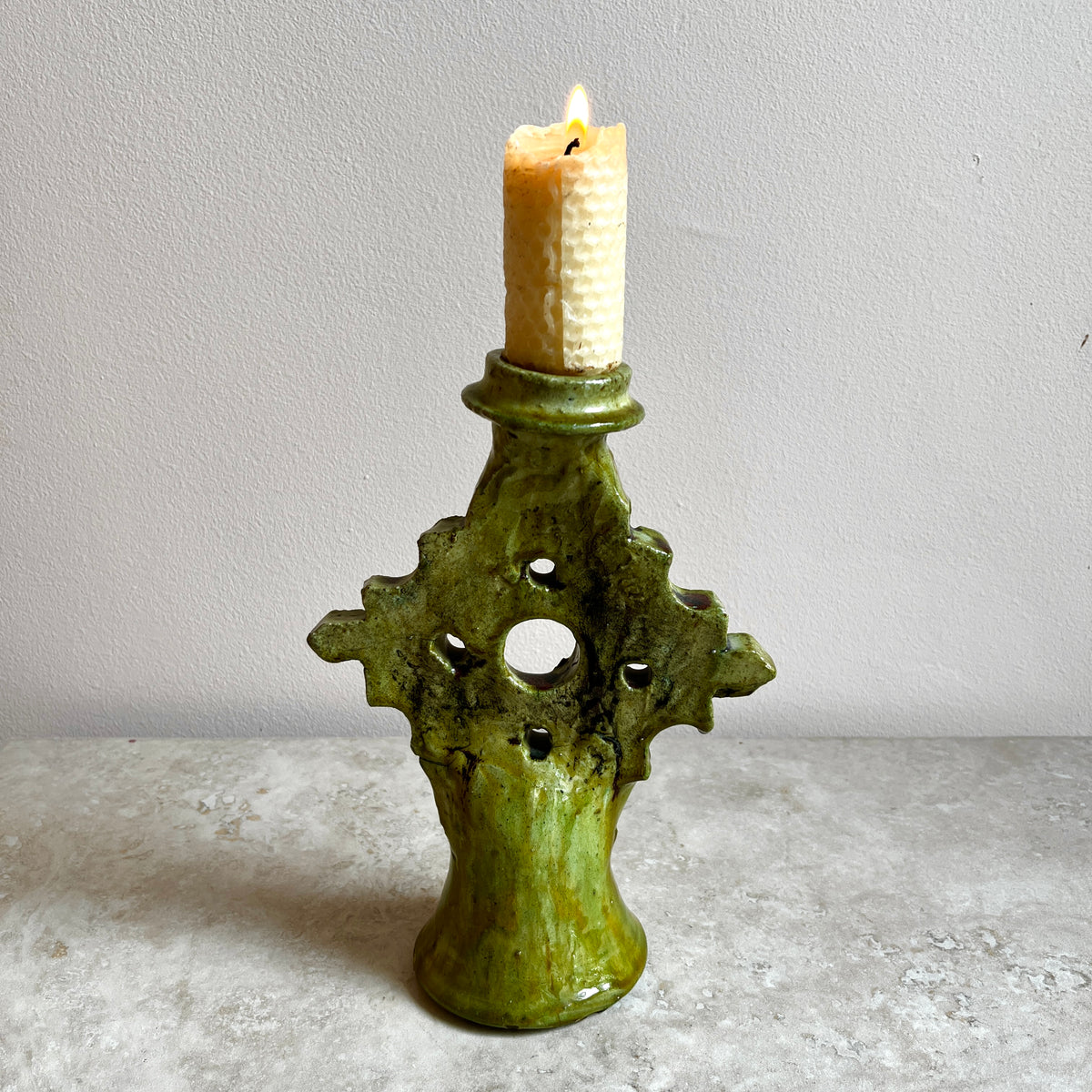 Moroccan Tamegroute Ceramic Candle Holder