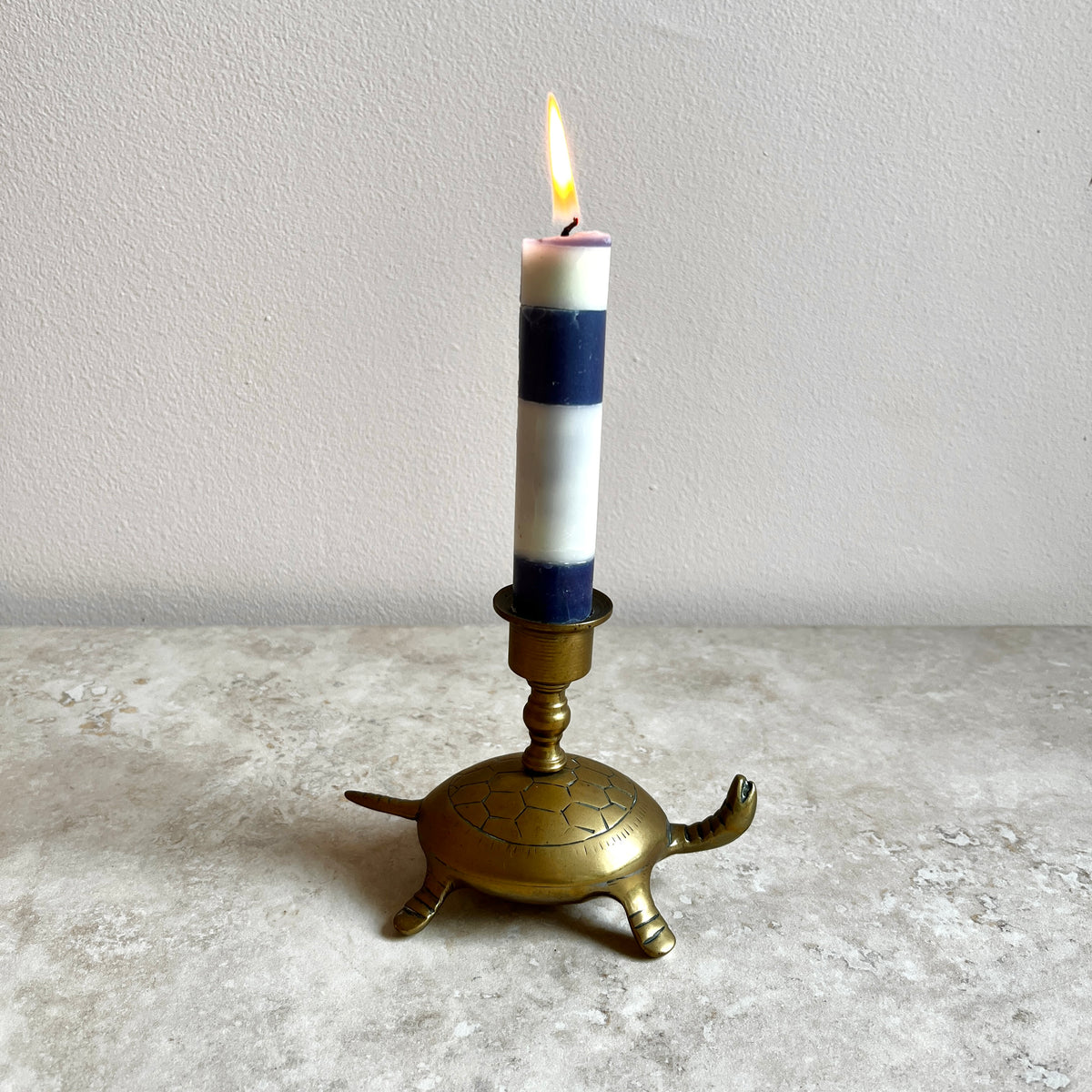 Vintage Brass Tortoise Candle Holder