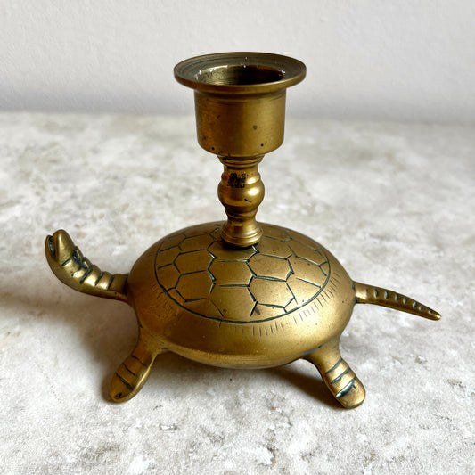 Vintage Brass Tortoise Candle Holder