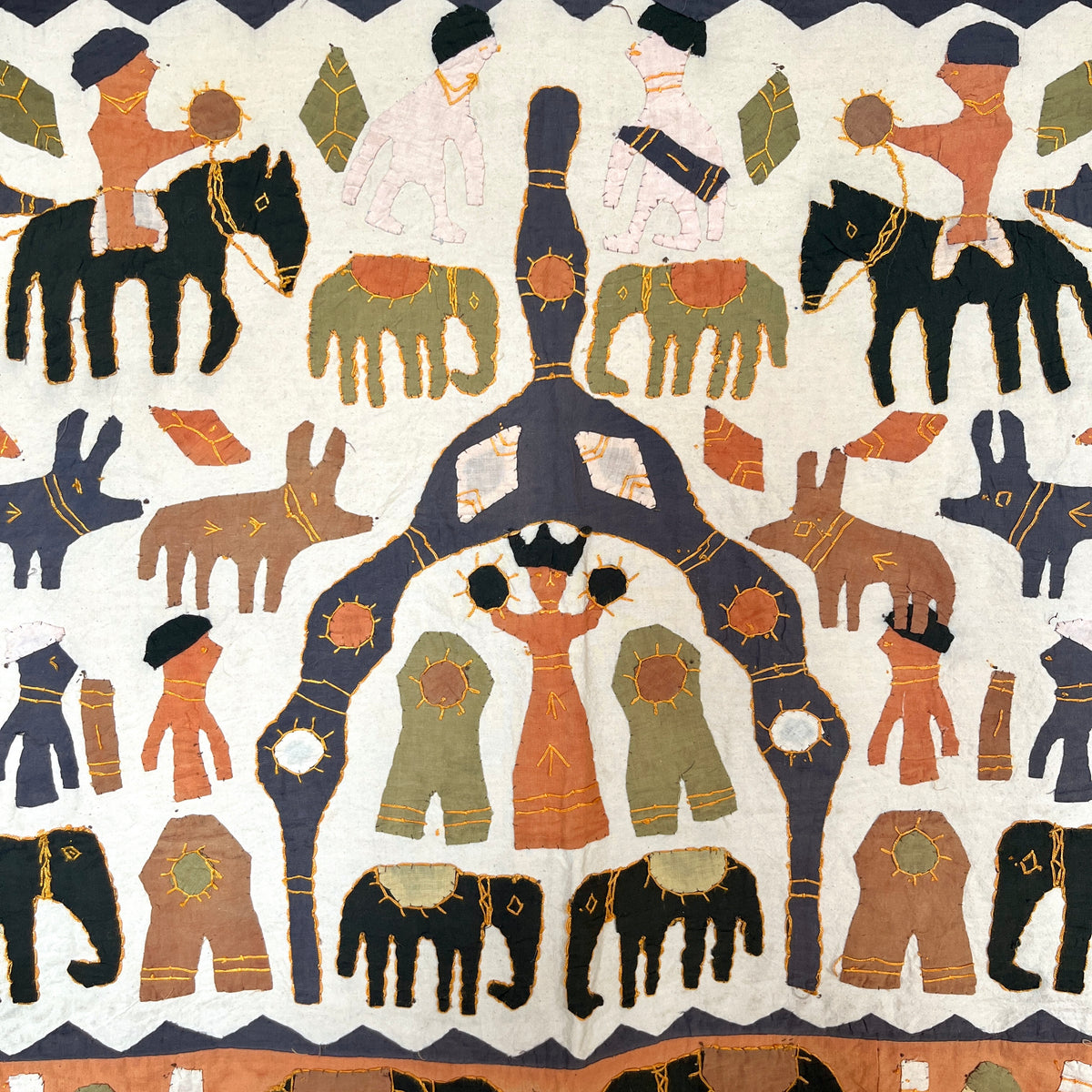 Vintage Hand-Stitched Kanduri Appliqué Wall Hanging