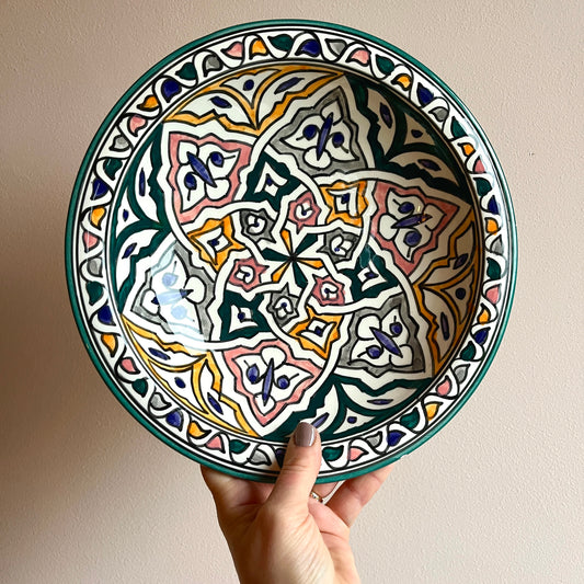 Vintage Moroccan Hand-Painted Ceramic Bowl
