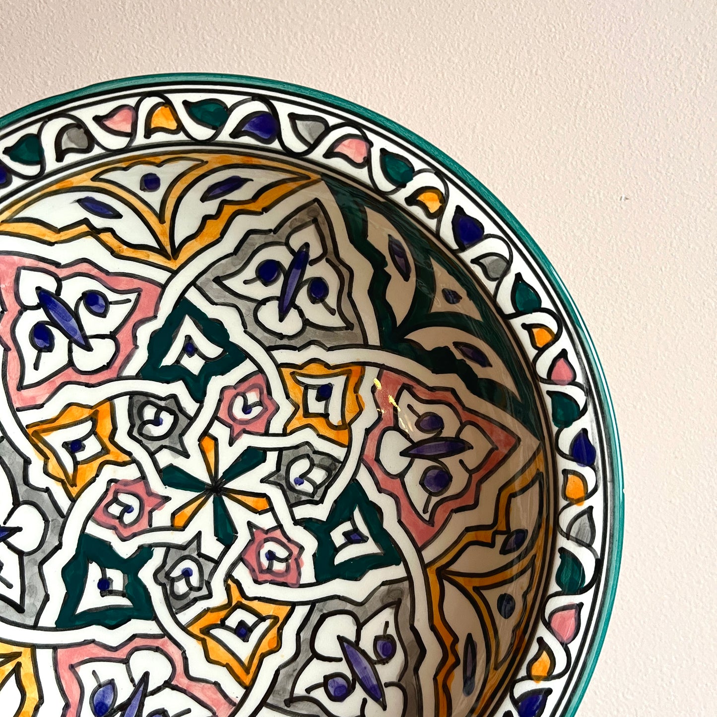 Vintage Moroccan Hand-Painted Ceramic Bowl