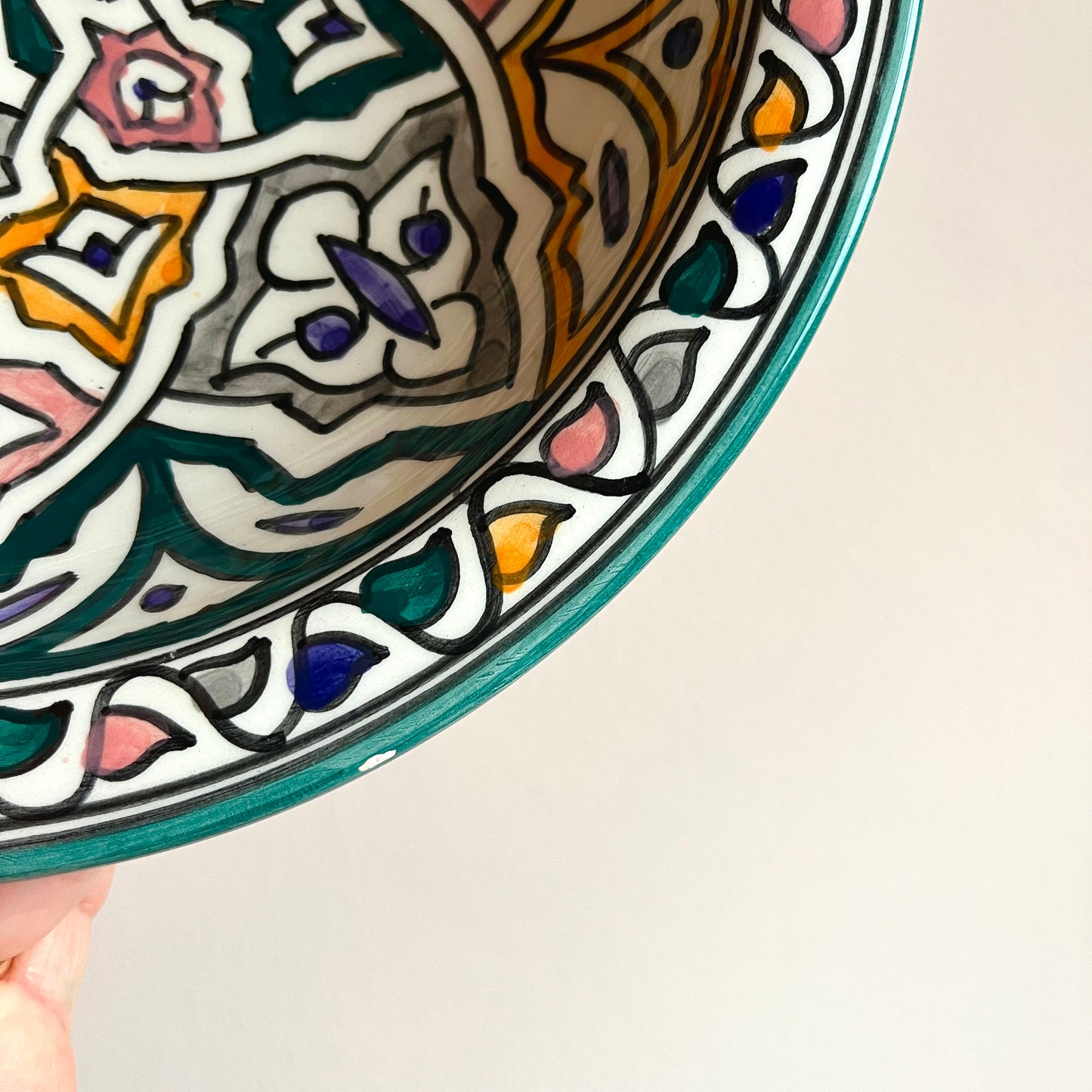 Vintage Moroccan Hand-Painted Ceramic Bowl