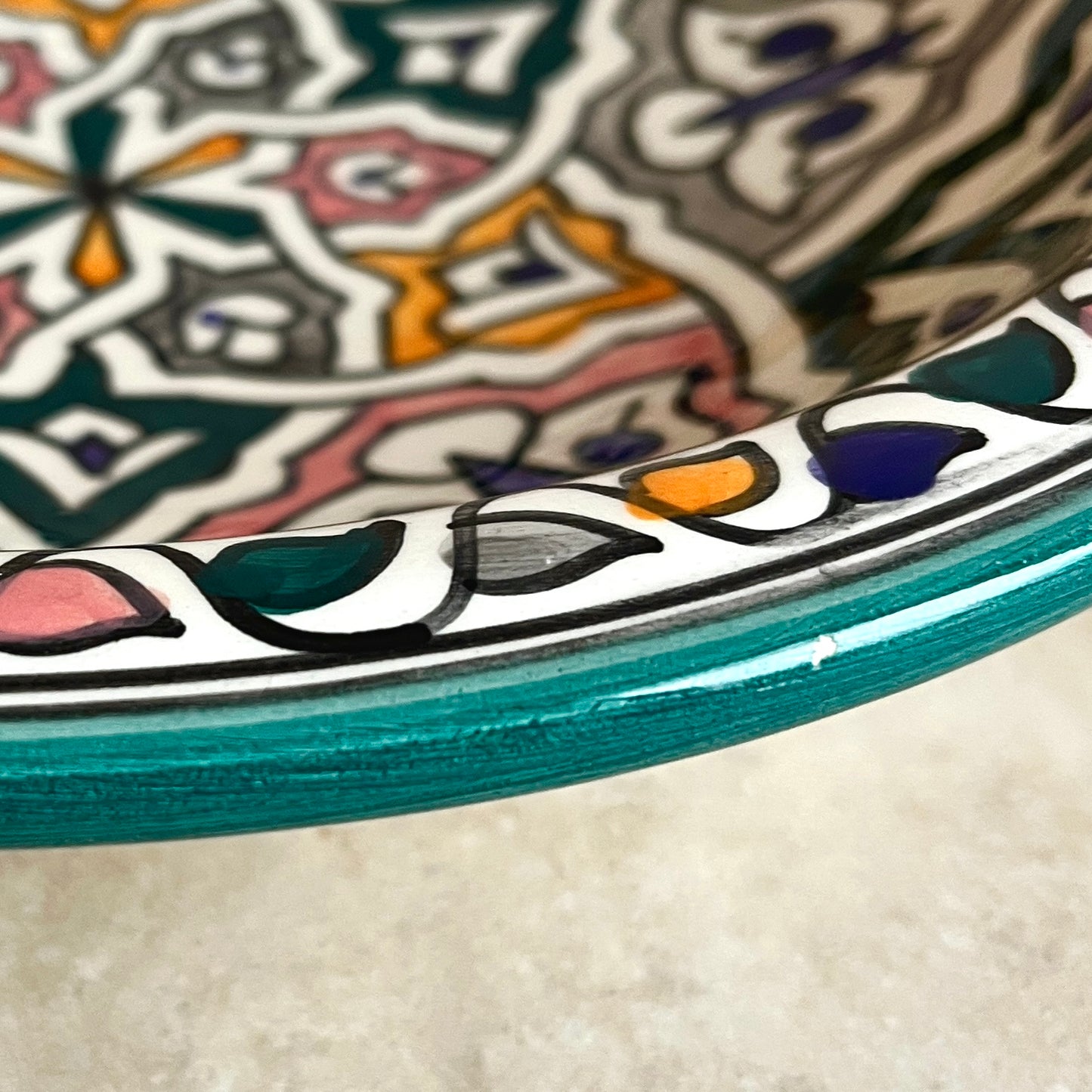 Vintage Moroccan Hand-Painted Ceramic Bowl