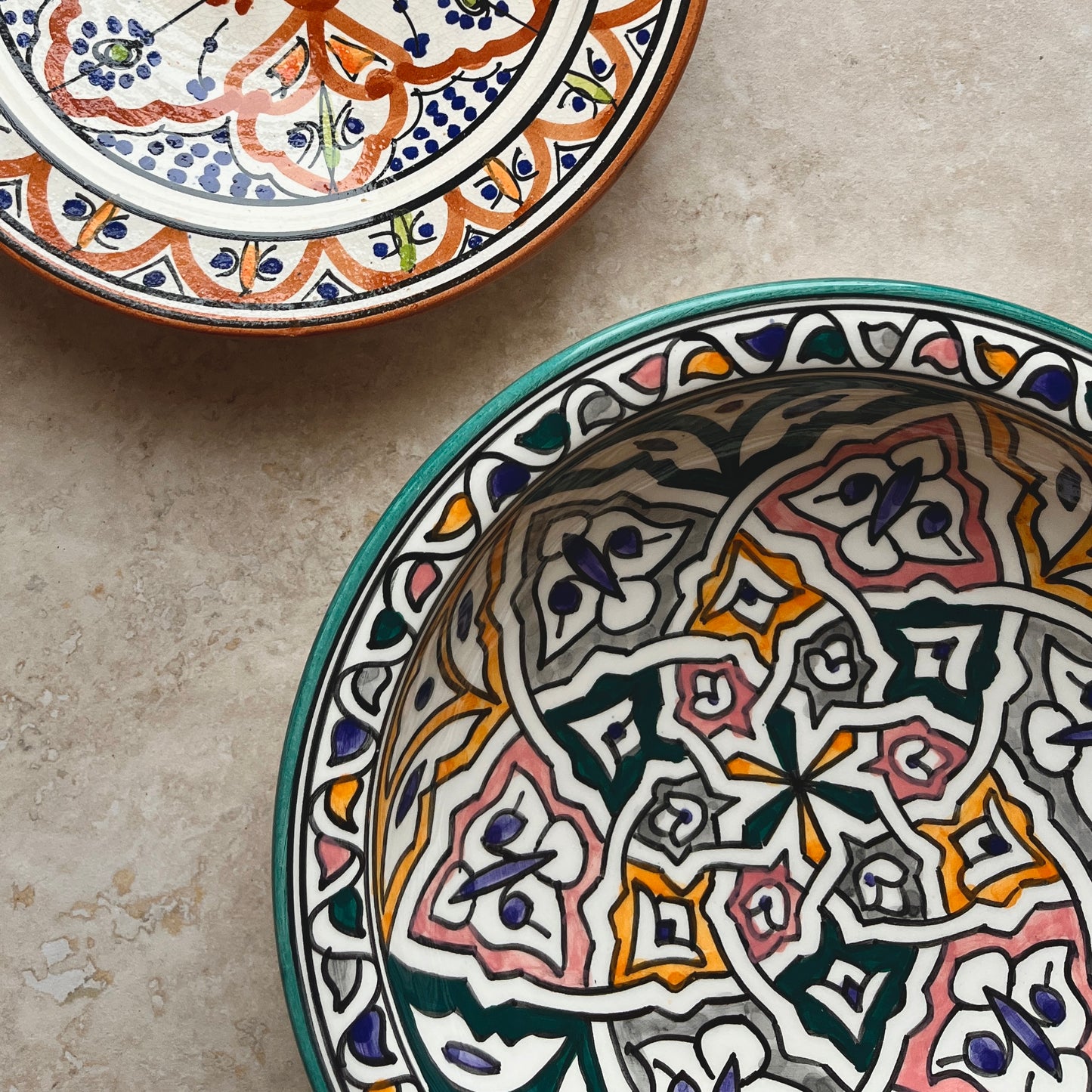 Vintage Moroccan Hand-Painted Ceramic Plate