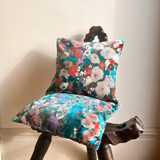 House Of Hackney "Hollyhocks" Velvet Cushion Cover - Winter