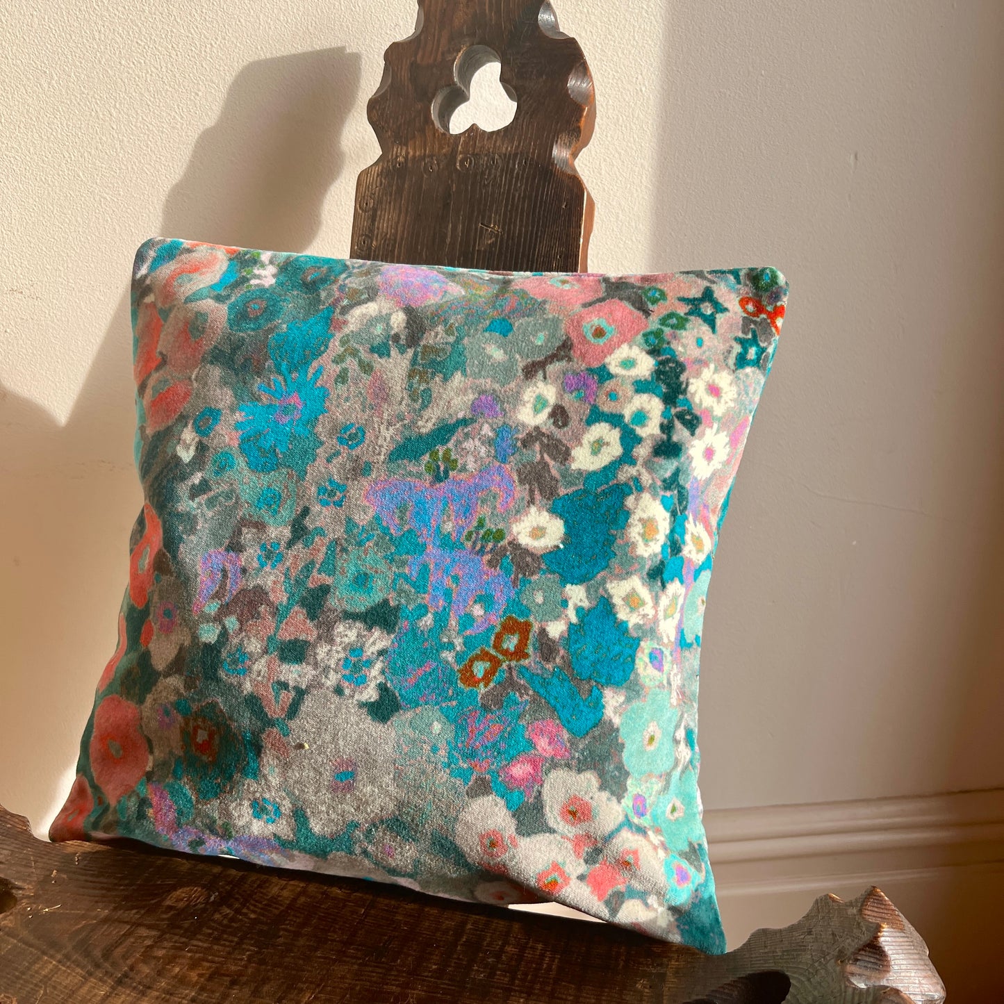 House Of Hackney "Hollyhocks" Velvet Cushion Cover - Winter