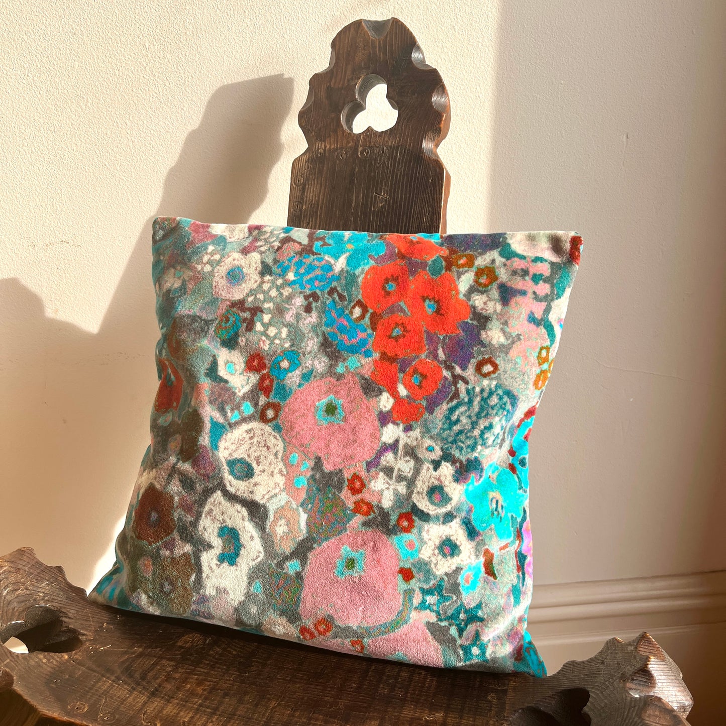 House Of Hackney "Hollyhocks" Velvet Cushion Cover - Winter