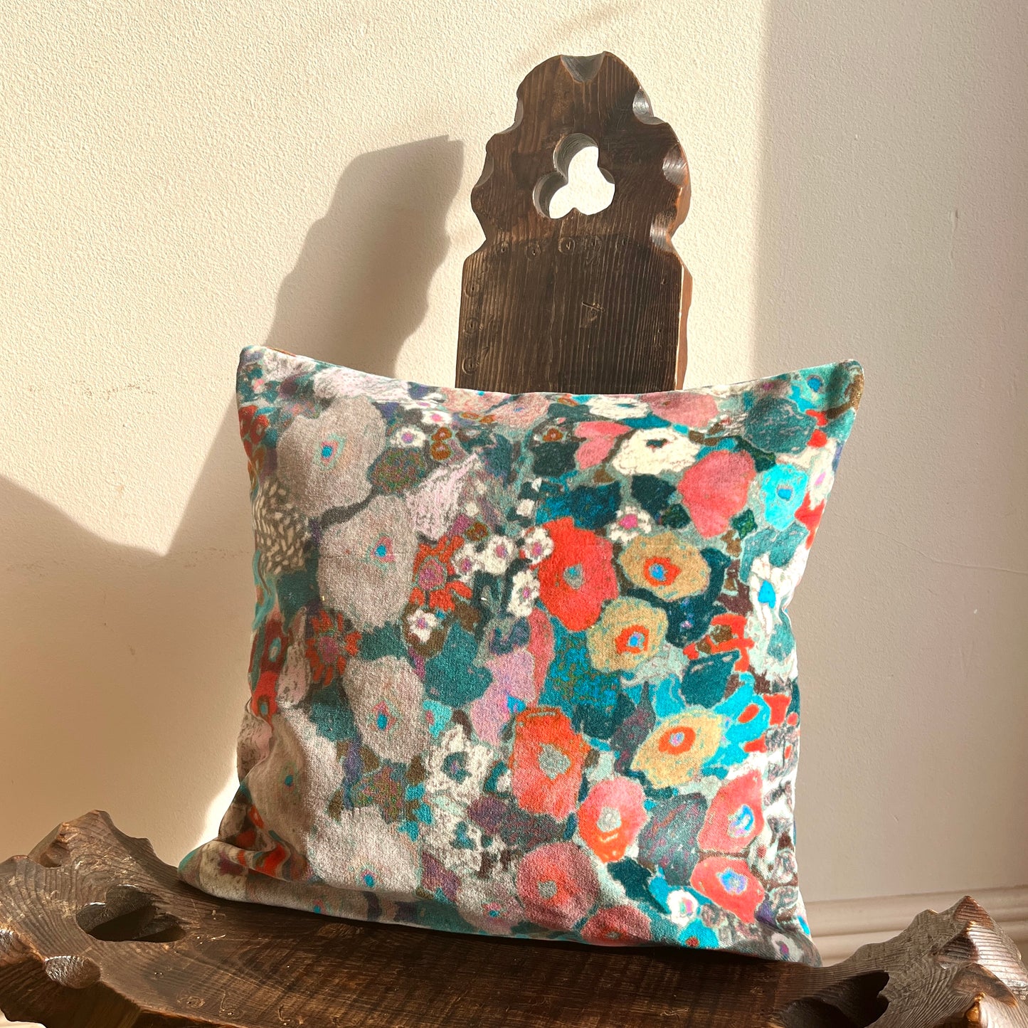 House Of Hackney "Hollyhocks" Velvet Cushion Cover - Winter