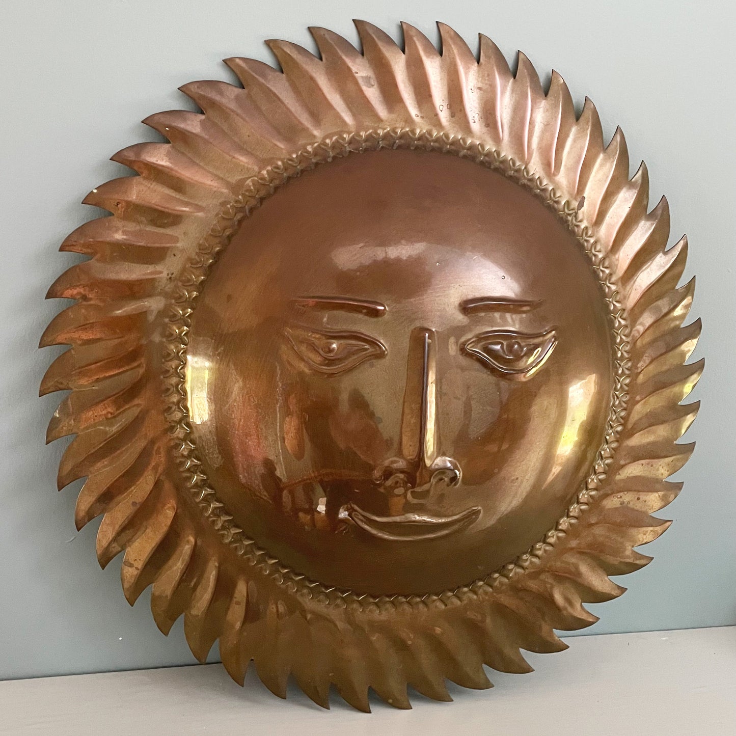 Vintage Brass Sunburst Wall Hanging