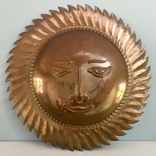 Vintage Brass Sunburst Wall Hanging