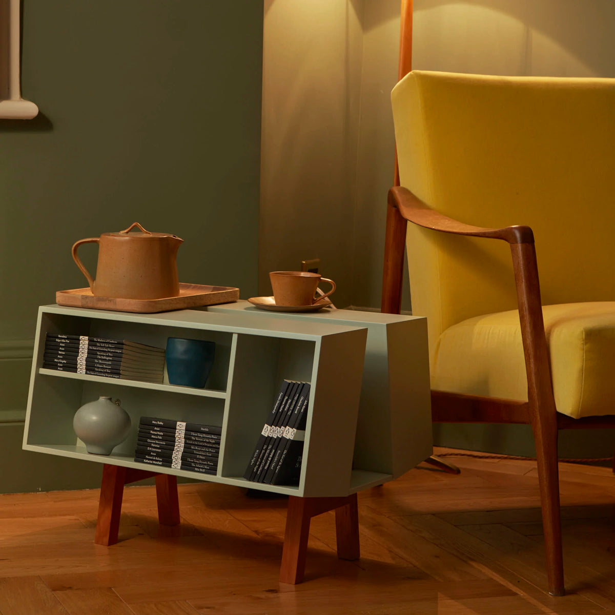 Set design and prop styling by Ida Jacobsson-Wells for Penguin Books, featuring a mid-century interior