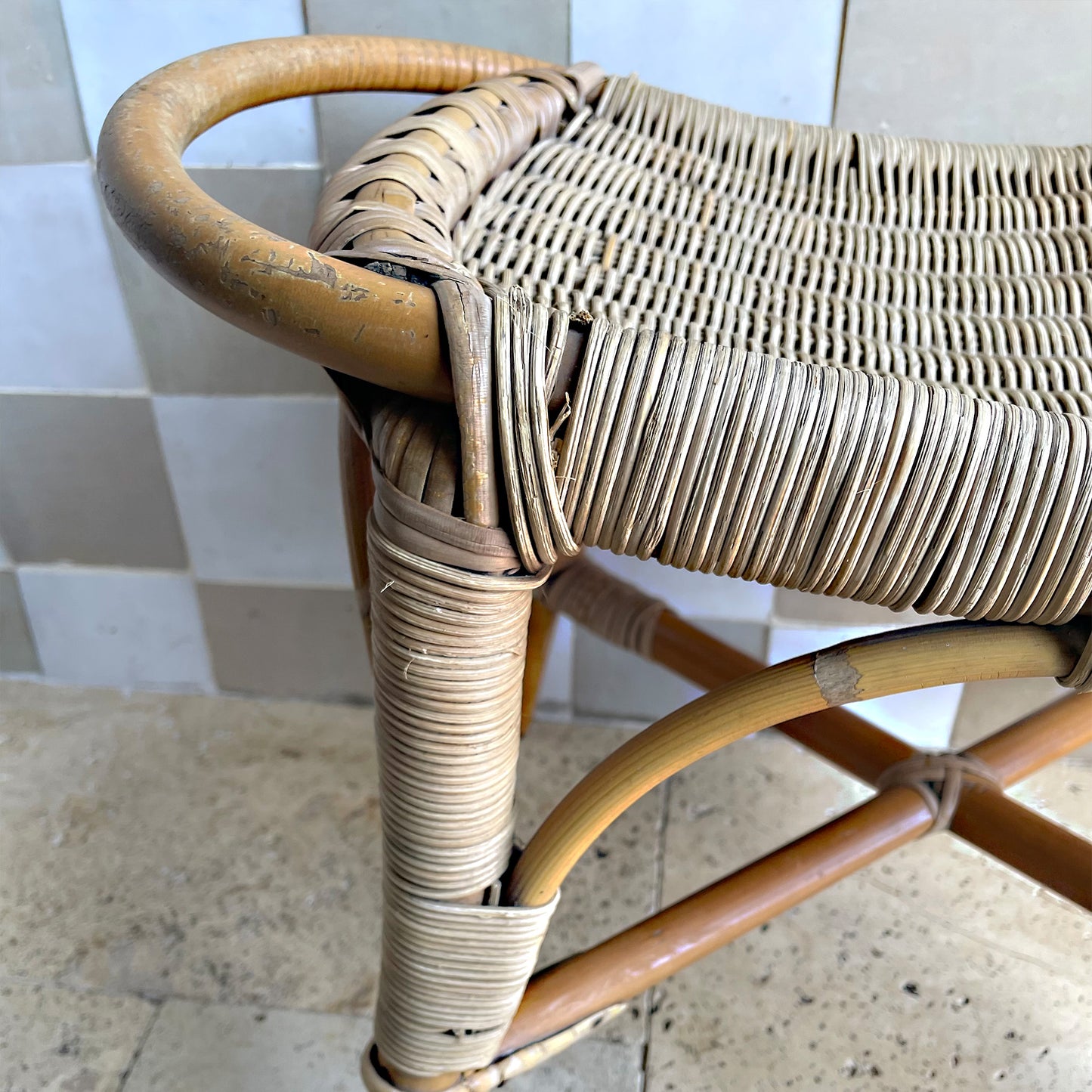 Vintage Bamboo Stool