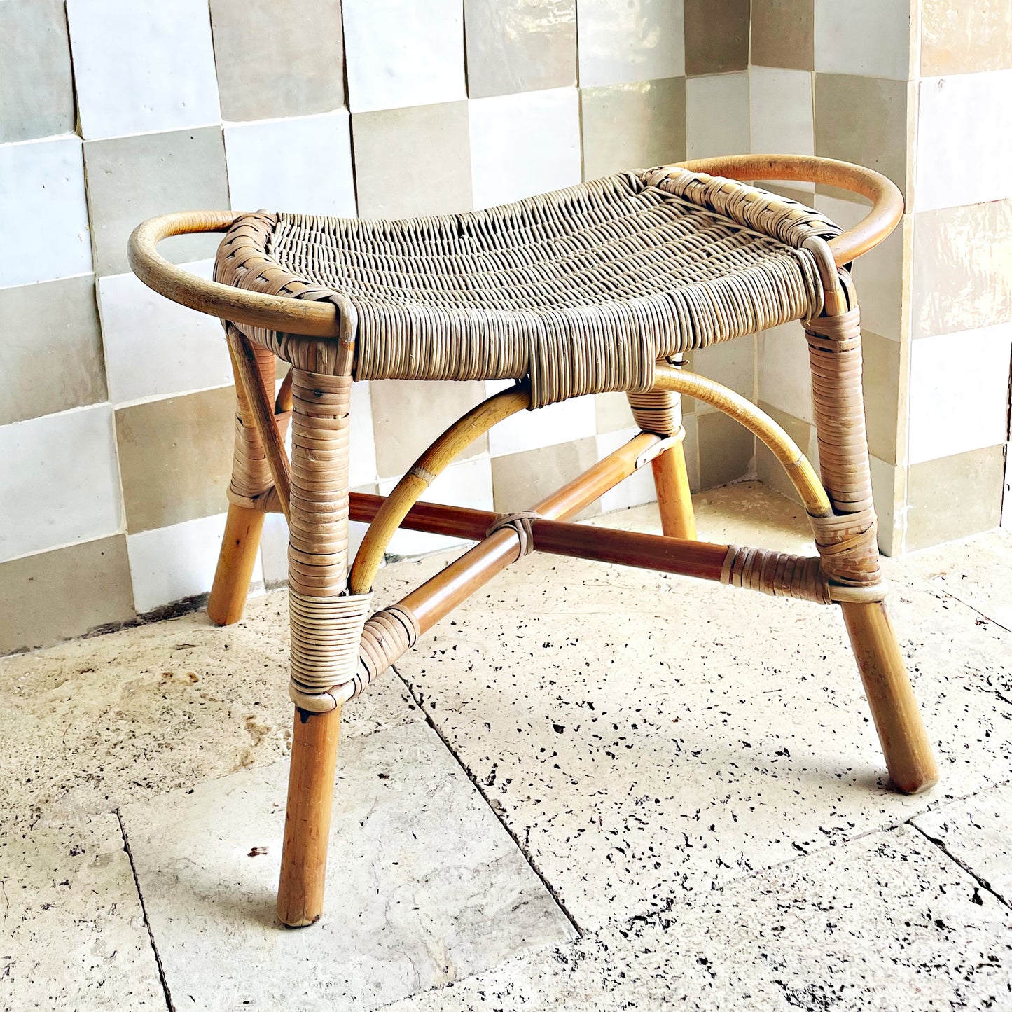 Vintage Bamboo Stool