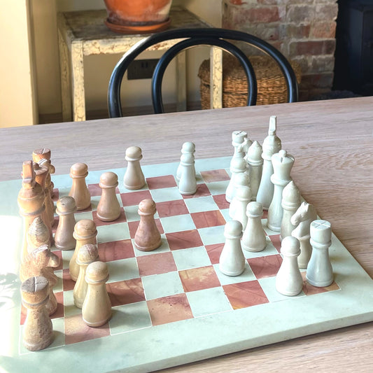 Vintage Carved Soapstone Chess Set