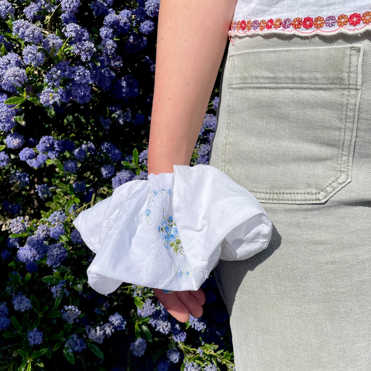 Oversized Vintage Linen Scrunchie