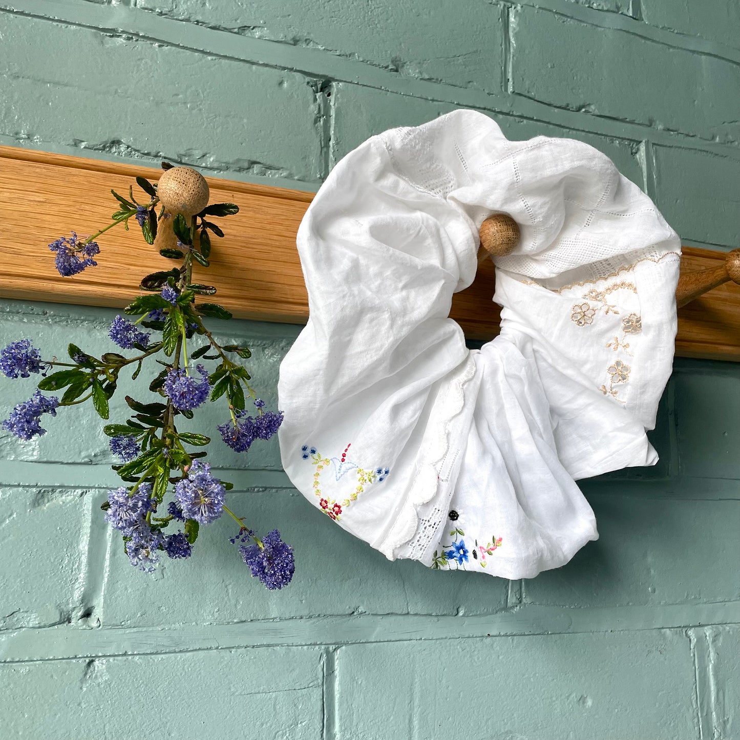 Oversized Vintage Linen Scrunchie