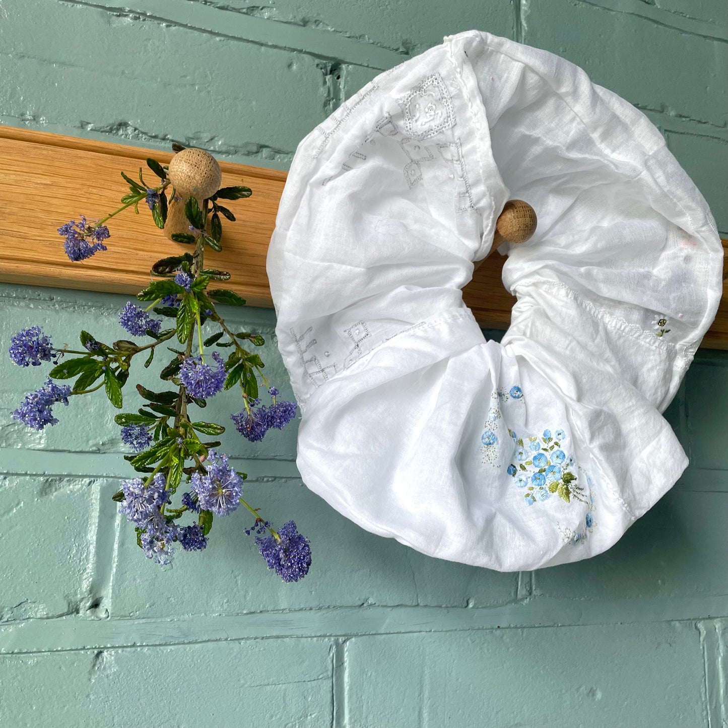 Oversized Vintage Linen Scrunchie