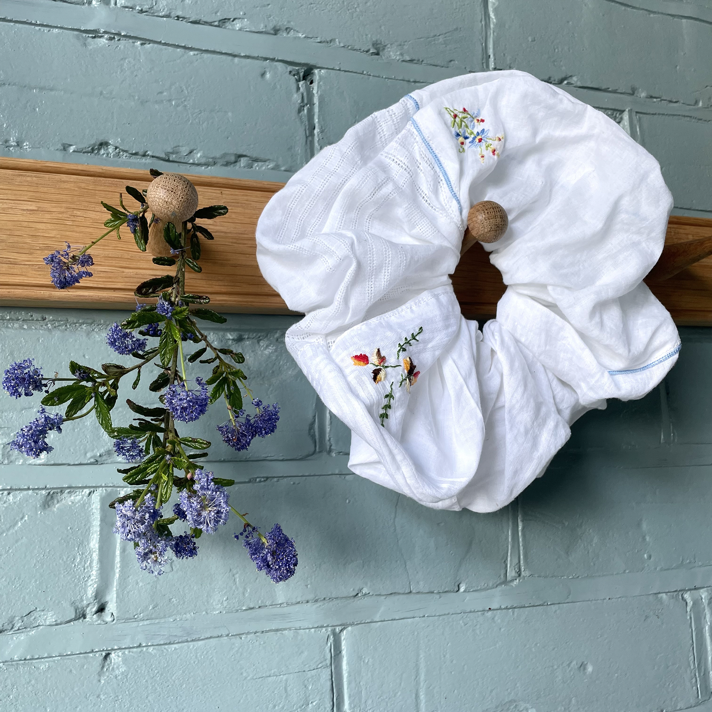 Oversized Vintage Linen Scrunchie