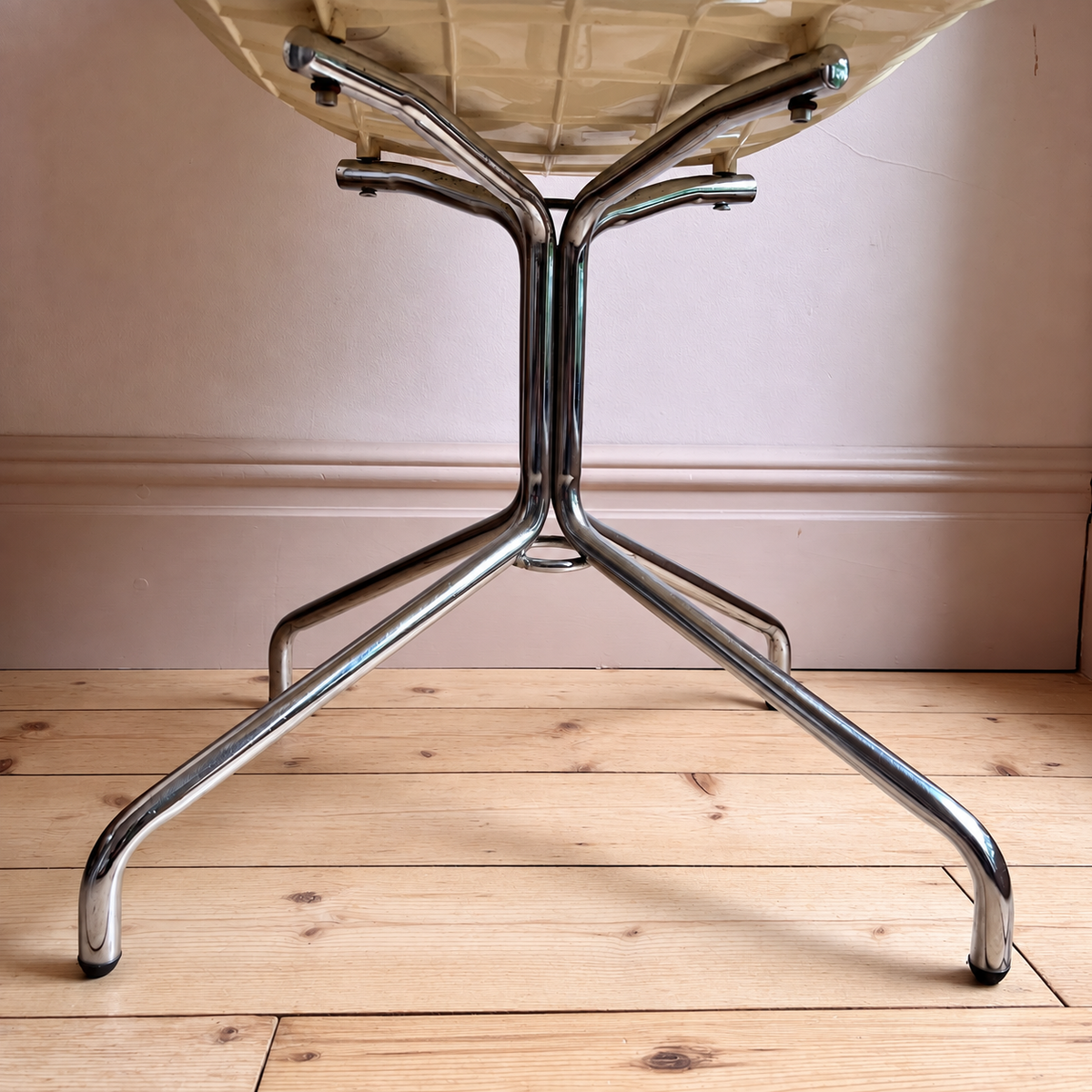 White Sculptural Chair with Chrome Base