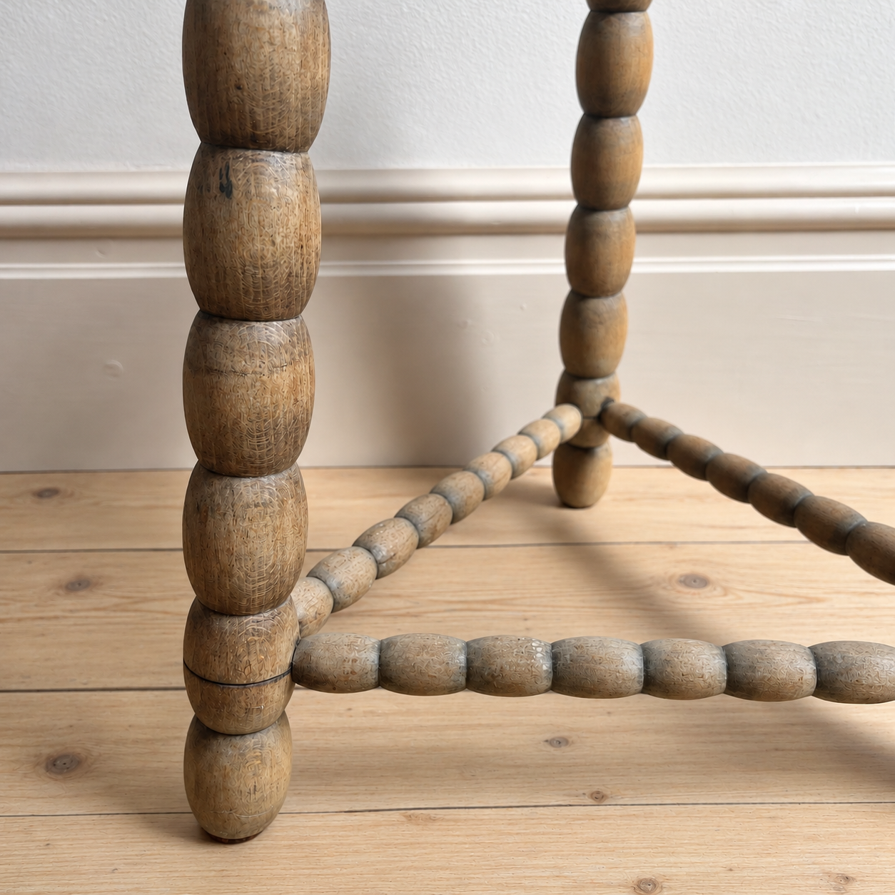 Antique Bobbin-Turned Three-Legged Side Table
