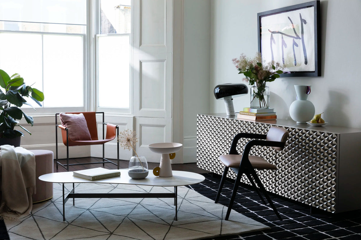 Interior styling by Ida Jacobsson-Wells for Harrods, featuring contemporary furniture, art and decorative objects