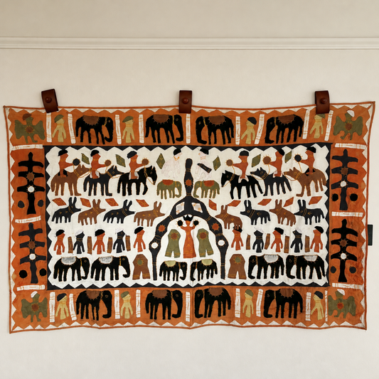 Vintage Hand-Stitched Kanduri Appliqué Wall Hanging