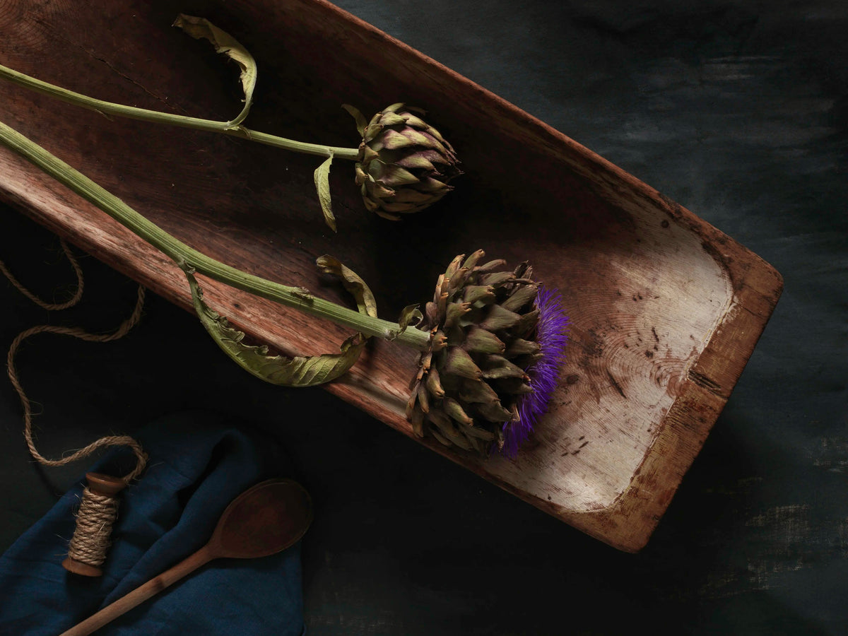 Still life prop styling with artichokes by stylist Ida Jacobsson-Wells