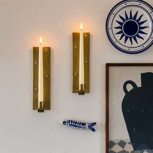 Set of Two Vintage Swedish Mid-Century Brass Wall Sconces